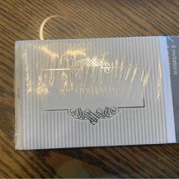 STRIPED GREY INVITATION SET - Picture 1 of 5